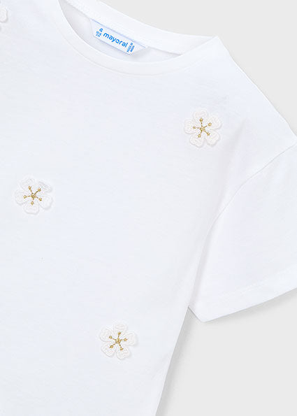 Mayoral - White Flower Short Sleeve T-Shirt (3013)