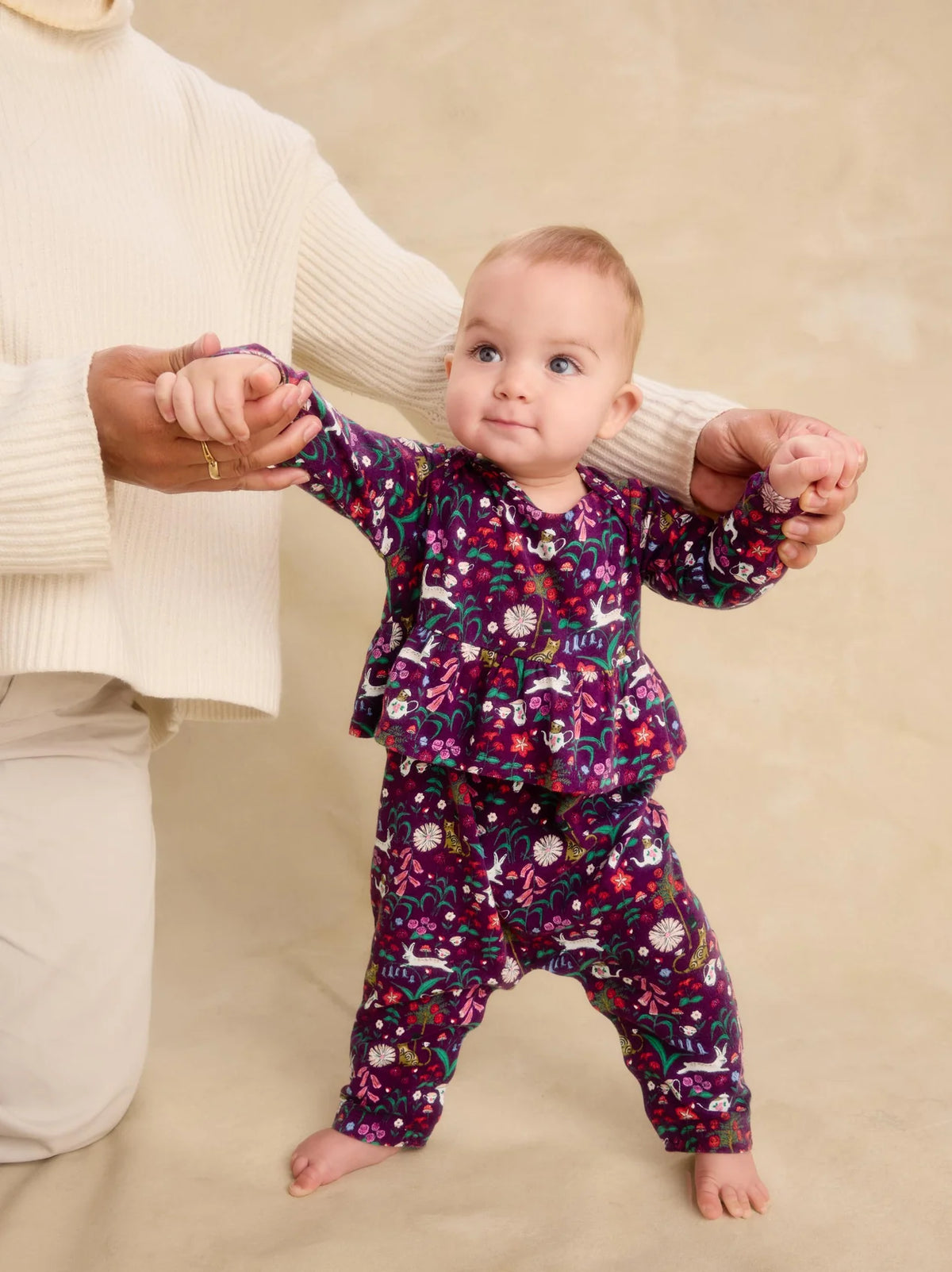 Tea Collection - Pretty Peplum Baby Romper || Tea Party Floral