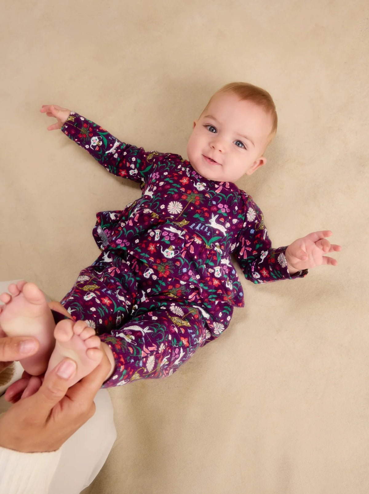 Tea Collection - Pretty Peplum Baby Romper || Tea Party Floral