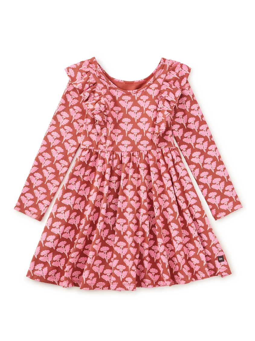 Tea Collection || Ruffle Shoulder Ballet Dress - Stamped Heirloom Floral