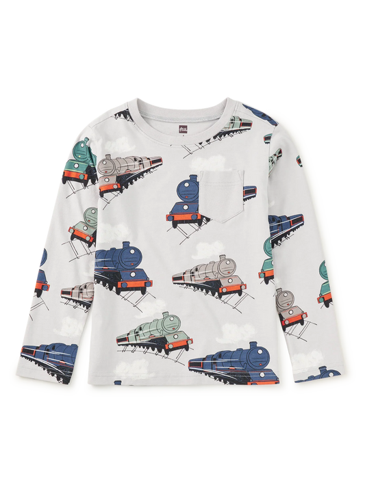 Tea Collection || Long Sleeve Printed Pocket Tee - Great Railway Journey