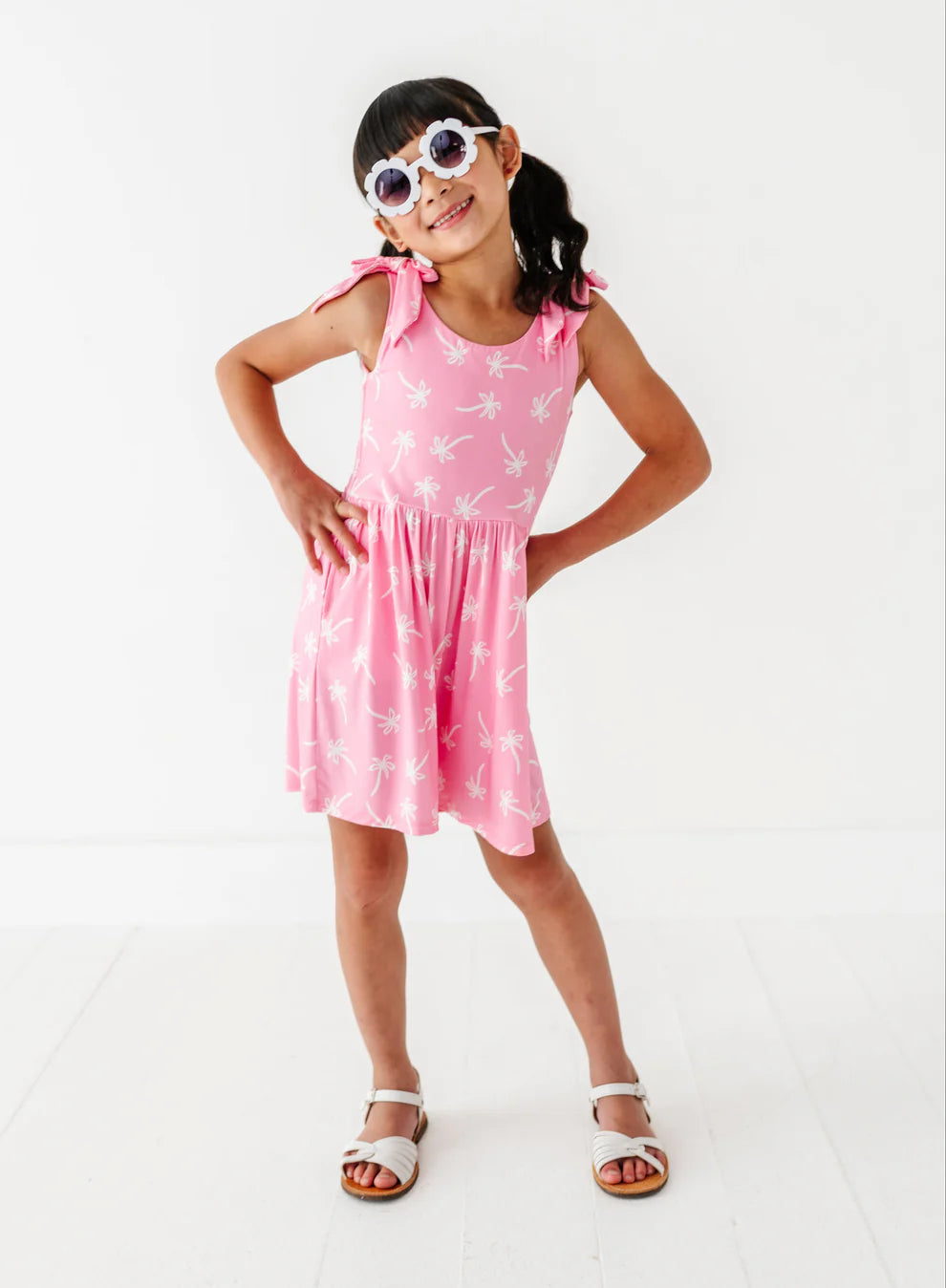 Birdie Bean - Pink Palms Short Romper
