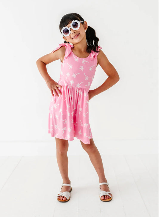 Birdie Bean - Pink Palms Short Romper