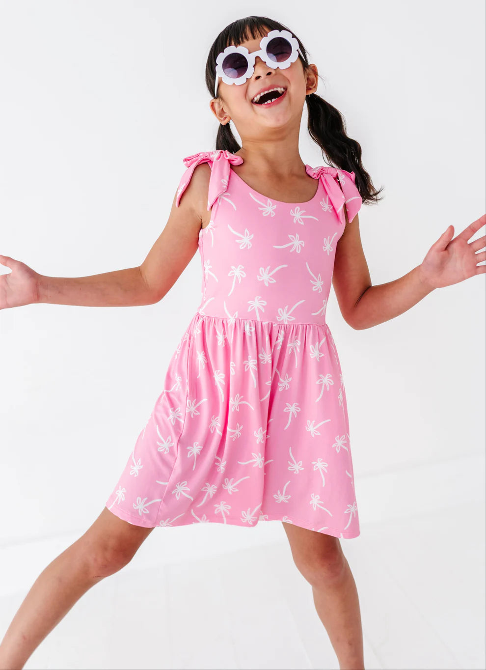 Birdie Bean - Pink Palms Short Romper