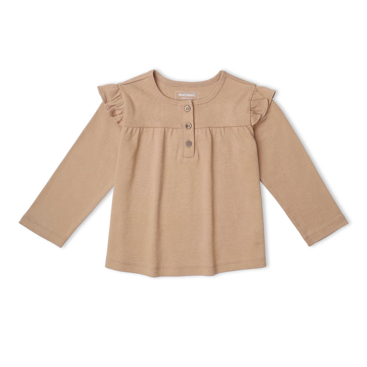 Makemake Organics - Organic Ruffle Sleeve Top & Legging Set - Taupe & Woodland Sprig