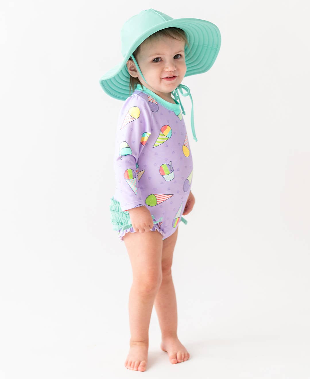 RuffleButts + RuggedButts - Girls Vintage Aqua Swim Hat: Blue