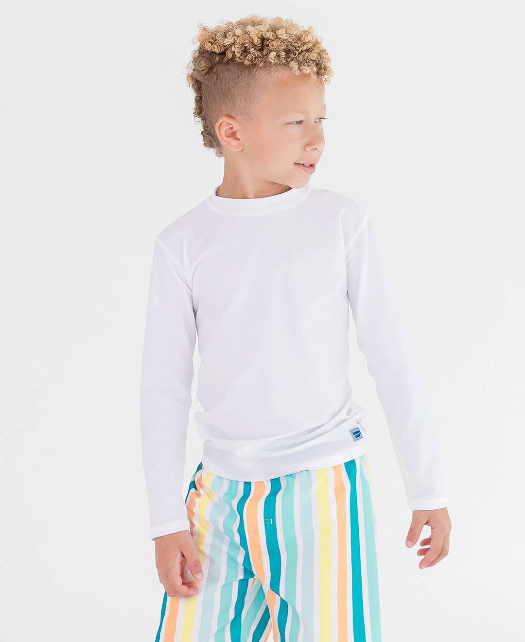 RuffleButts + RuggedButts - Boys White Long Sleeve Rash Guard: White