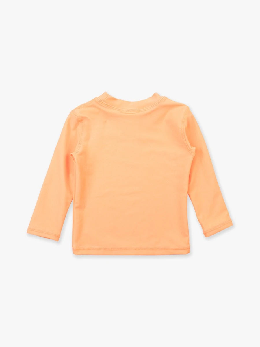 Rufflebutts - Neon Orange Long Sleeve Zipper Rash Guard