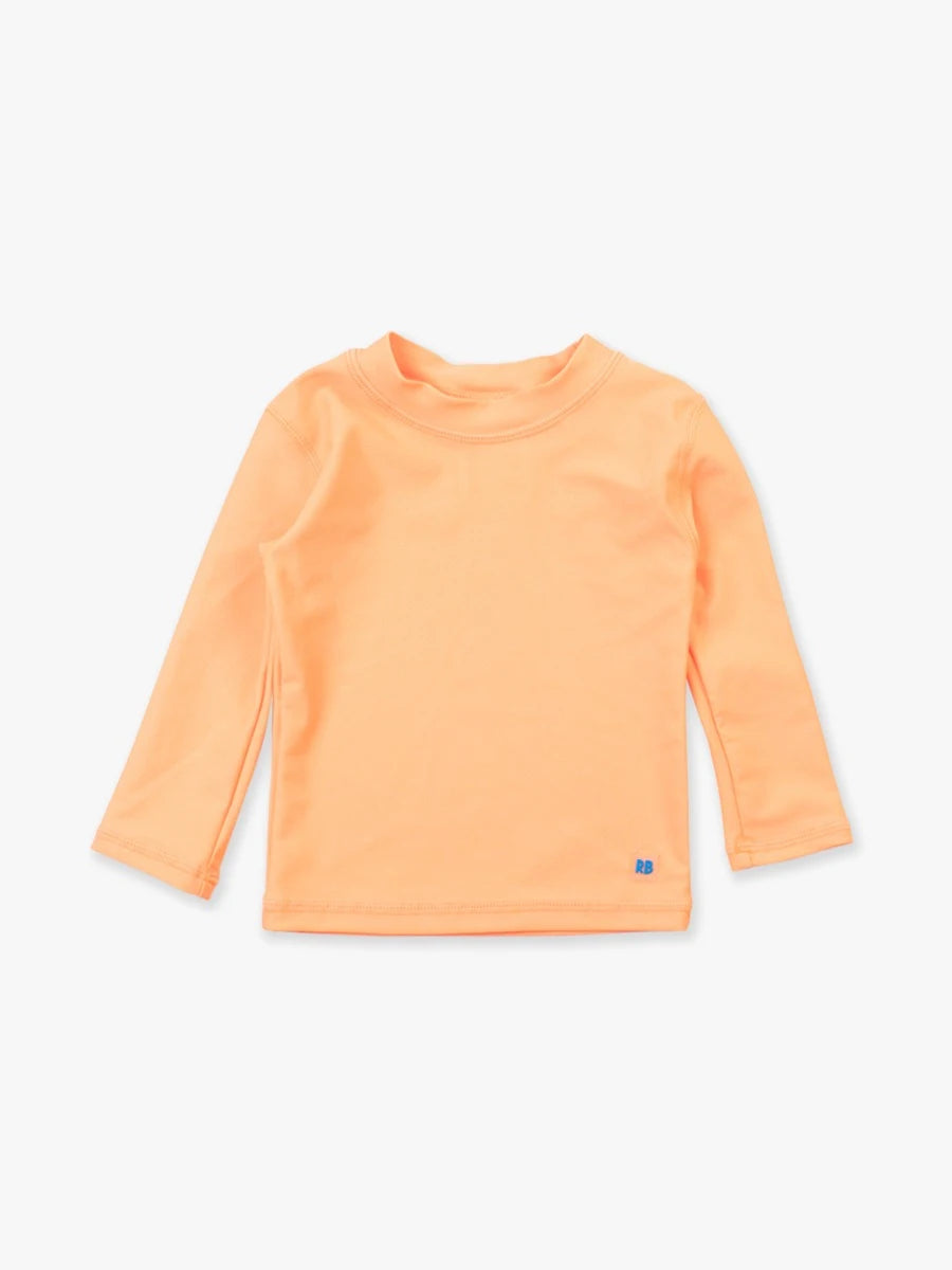Rufflebutts - Neon Orange Long Sleeve Zipper Rash Guard