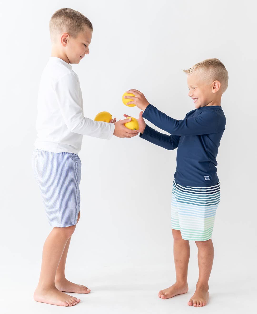 RuffleButts + RuggedButts - Boys White Long Sleeve Rash Guard: White