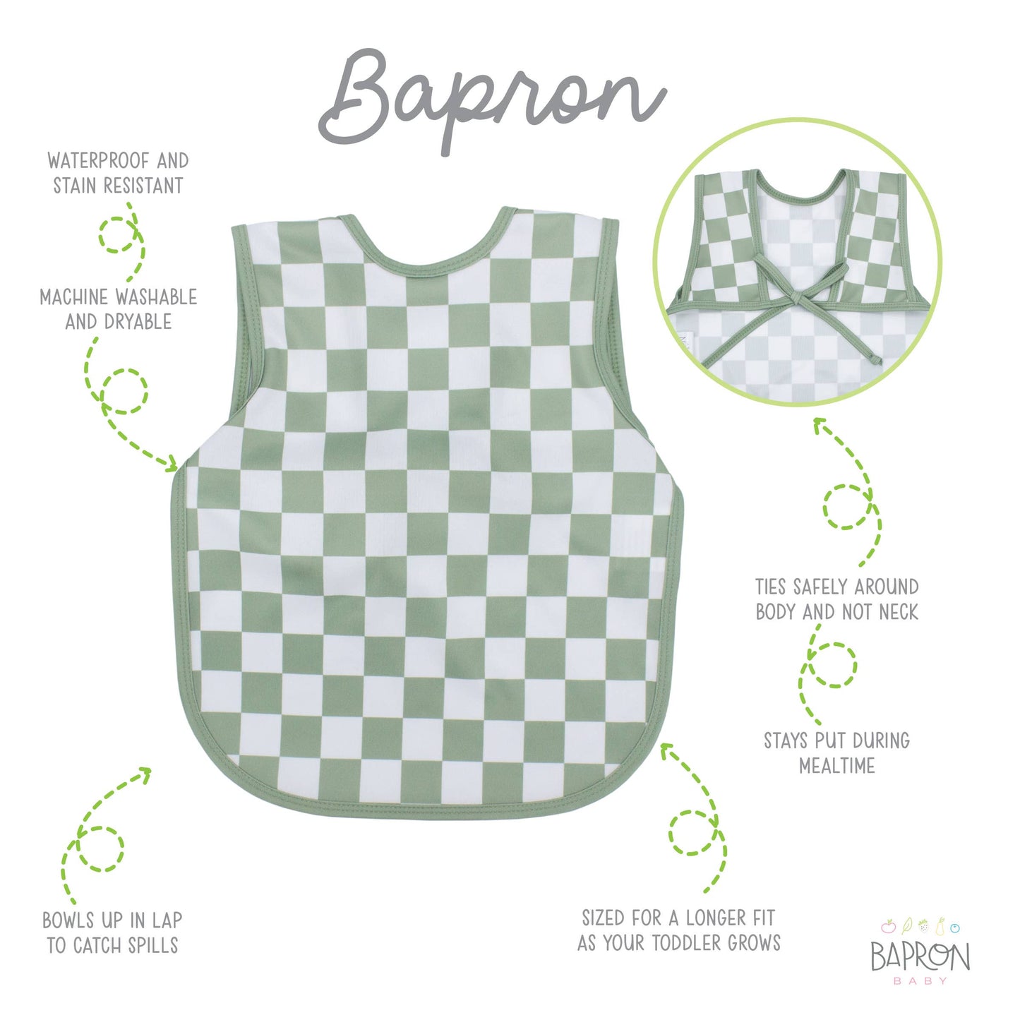 BapronBaby - Sage Checkerboard Bapron