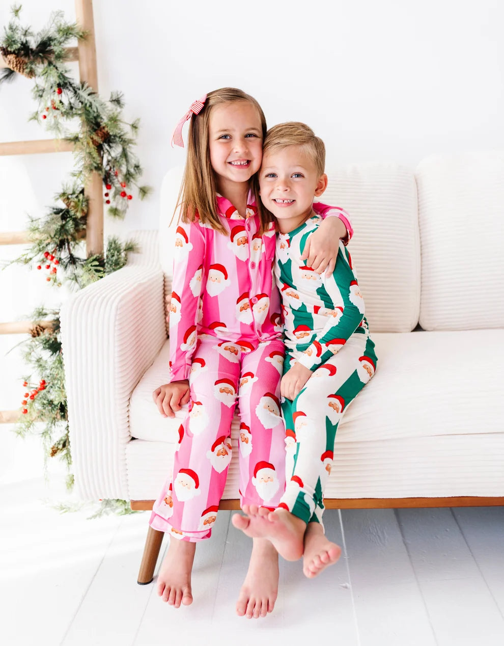 Birdie Bean - St. Nick Stripes Ribbed Bamboo Pajama Set