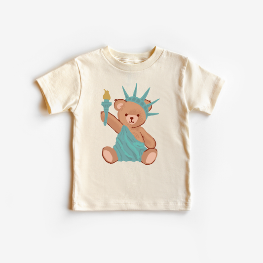 Benny & Ray Apparel - 4th of July Kids Patriotic Bear Shirt Toddler Shirt Liberty: Natural