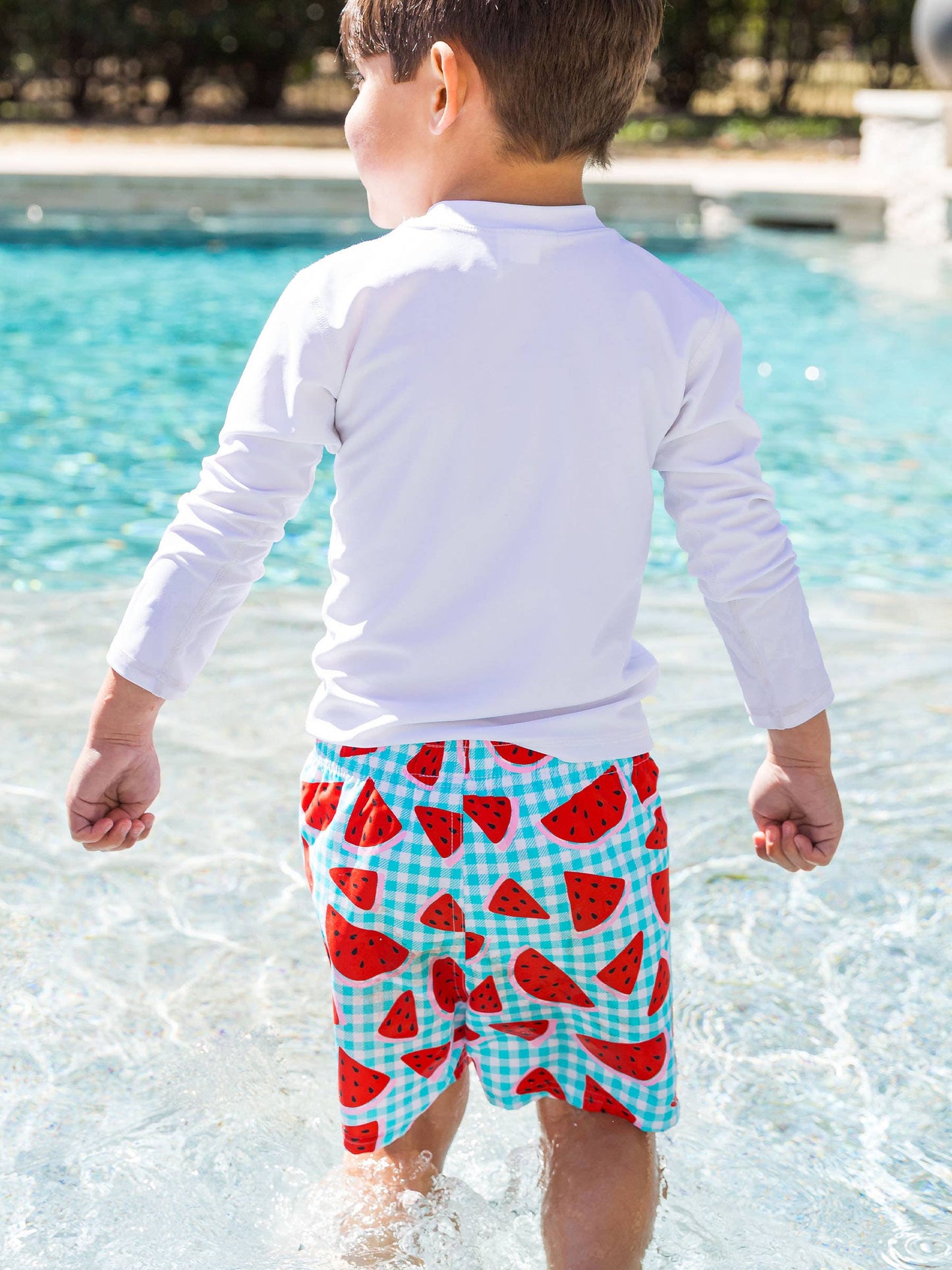 RuffleButts + RuggedButts - Boys White Long Sleeve Rash Guard: White