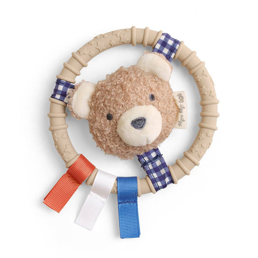 Itzy Ritzy - Itzy Ring Pal™ - Teething Ring with Plush Character: Taupe Bear