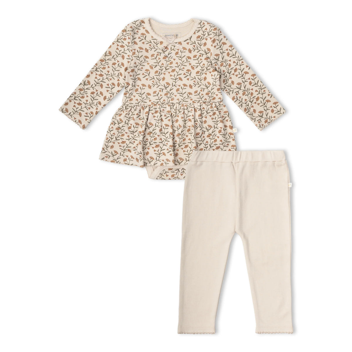 Makemake Organics - Organic Bodysuit Dress & Leggings Set - Rustbloom