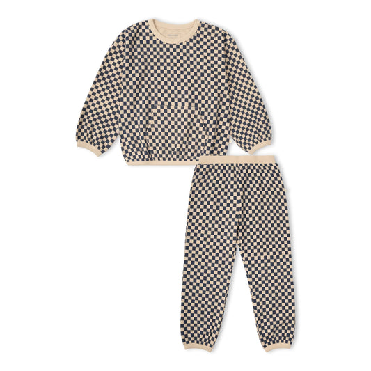 Makemake Organics - Organic Tee & Pant Slouch Set - Midnight Check