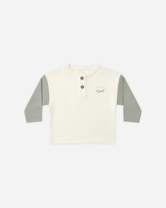 Quincy Mae - Long Sleeve Henley Tee || Laurel