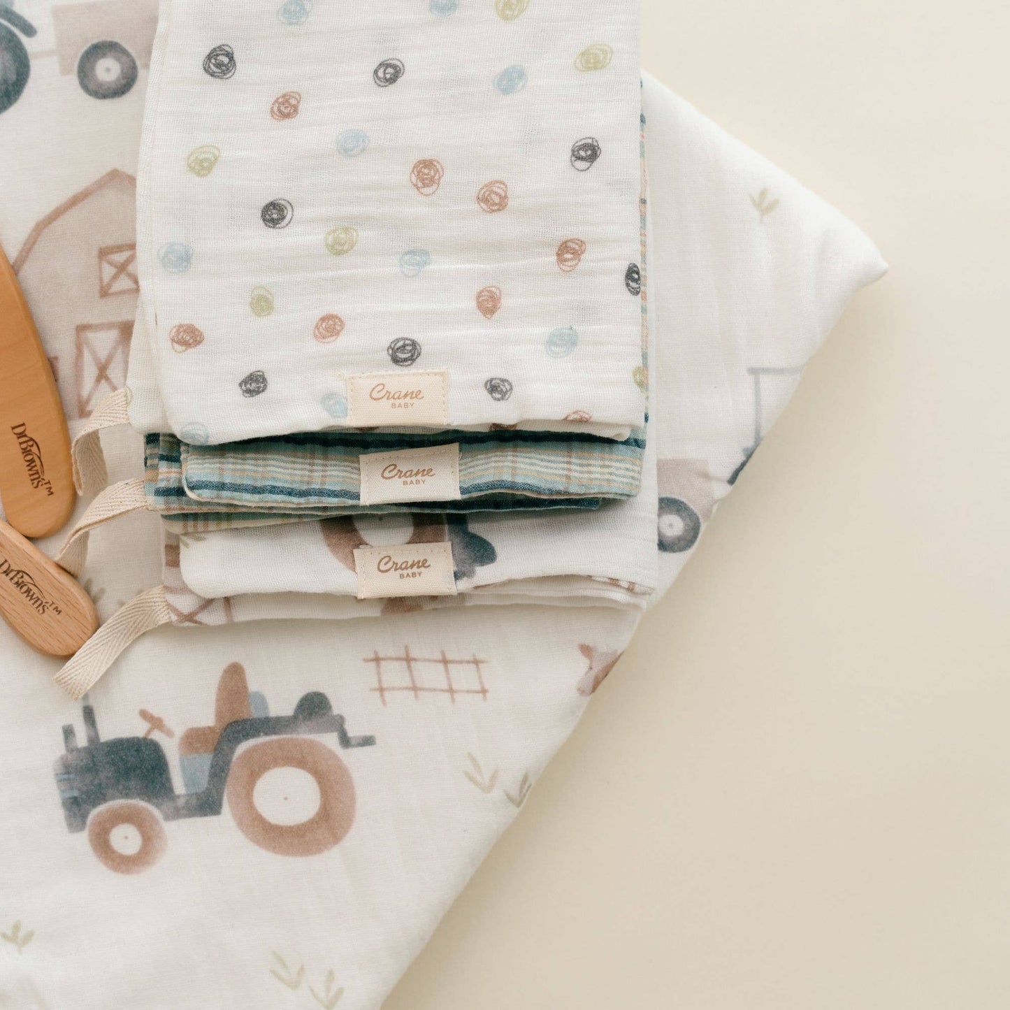 Crane Baby - Charlie Farmhouse Tractor HT/Wash Cloth Set
