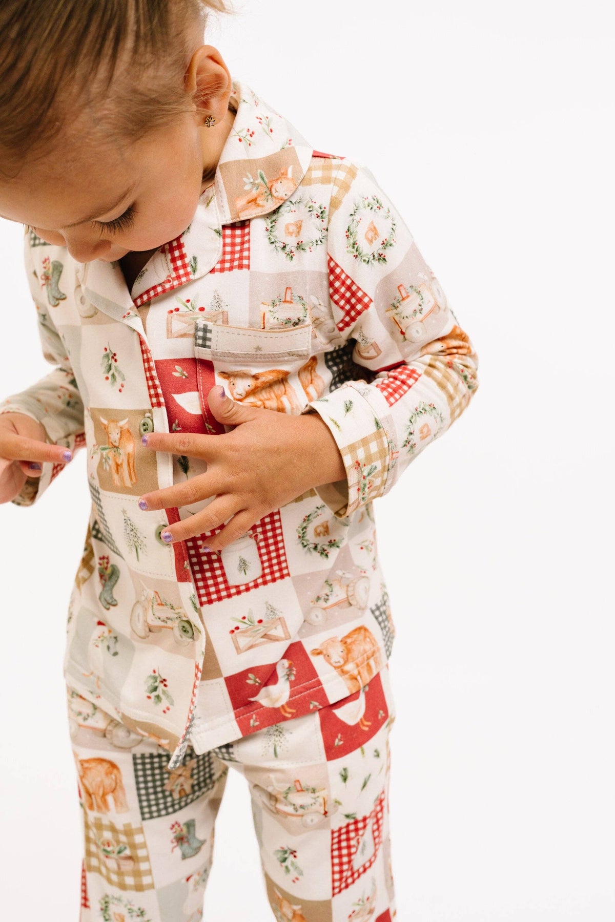 Little One Shop - Country Christmas Kid Long Sleeve Bamboo Button Up Set