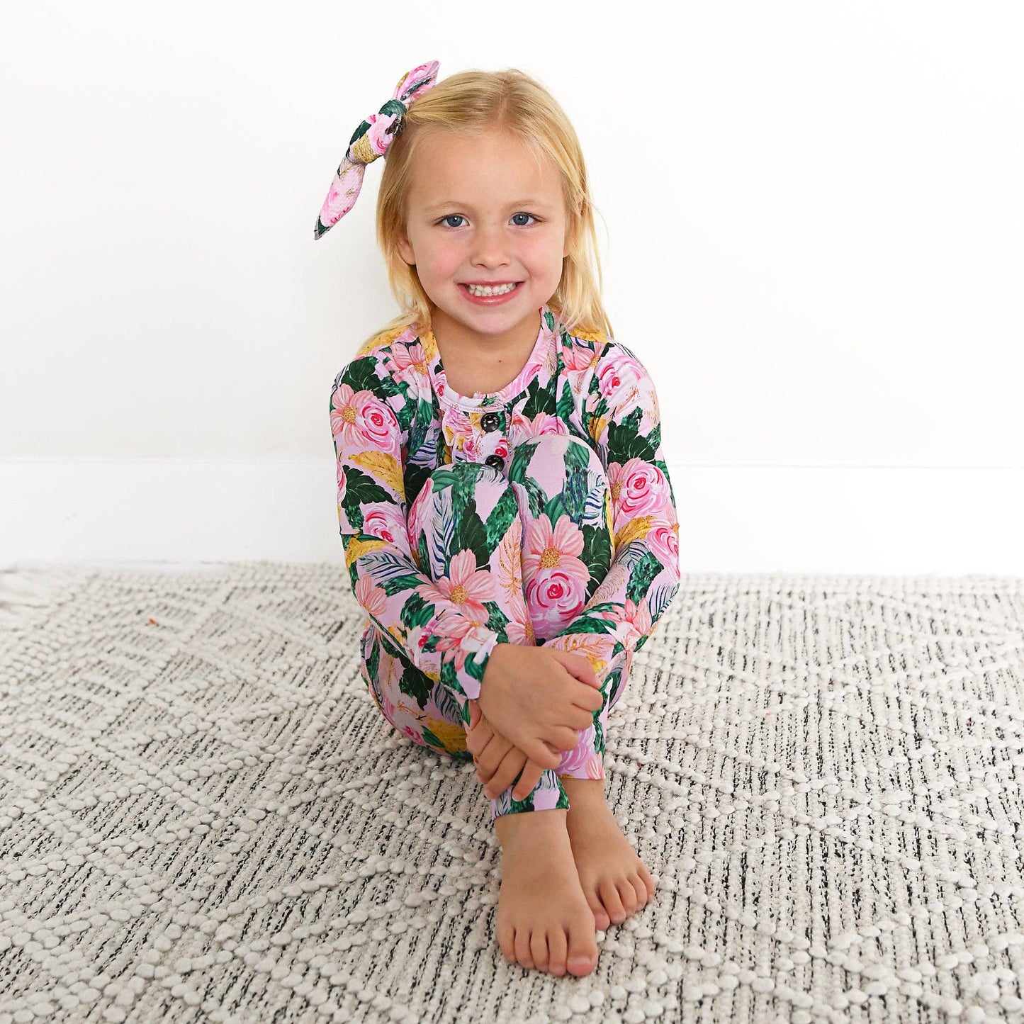 Gigi and Max - Luana Ruffle Two Piece Girls Bamboo Floral Lounge Set