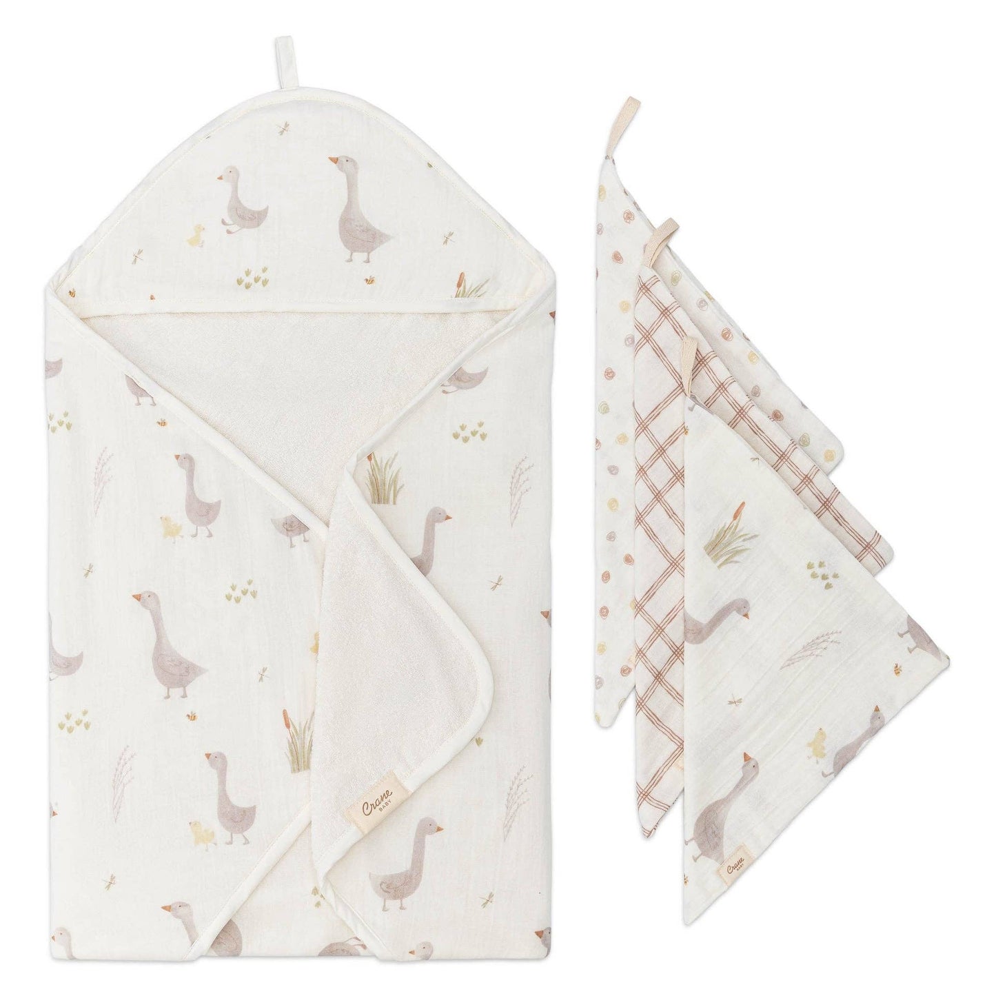 Crane Baby - Charlie Farmhouse Goose HT/Wash Cloth Set
