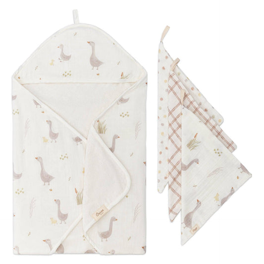 Crane Baby - Charlie Farmhouse Goose HT/Wash Cloth Set