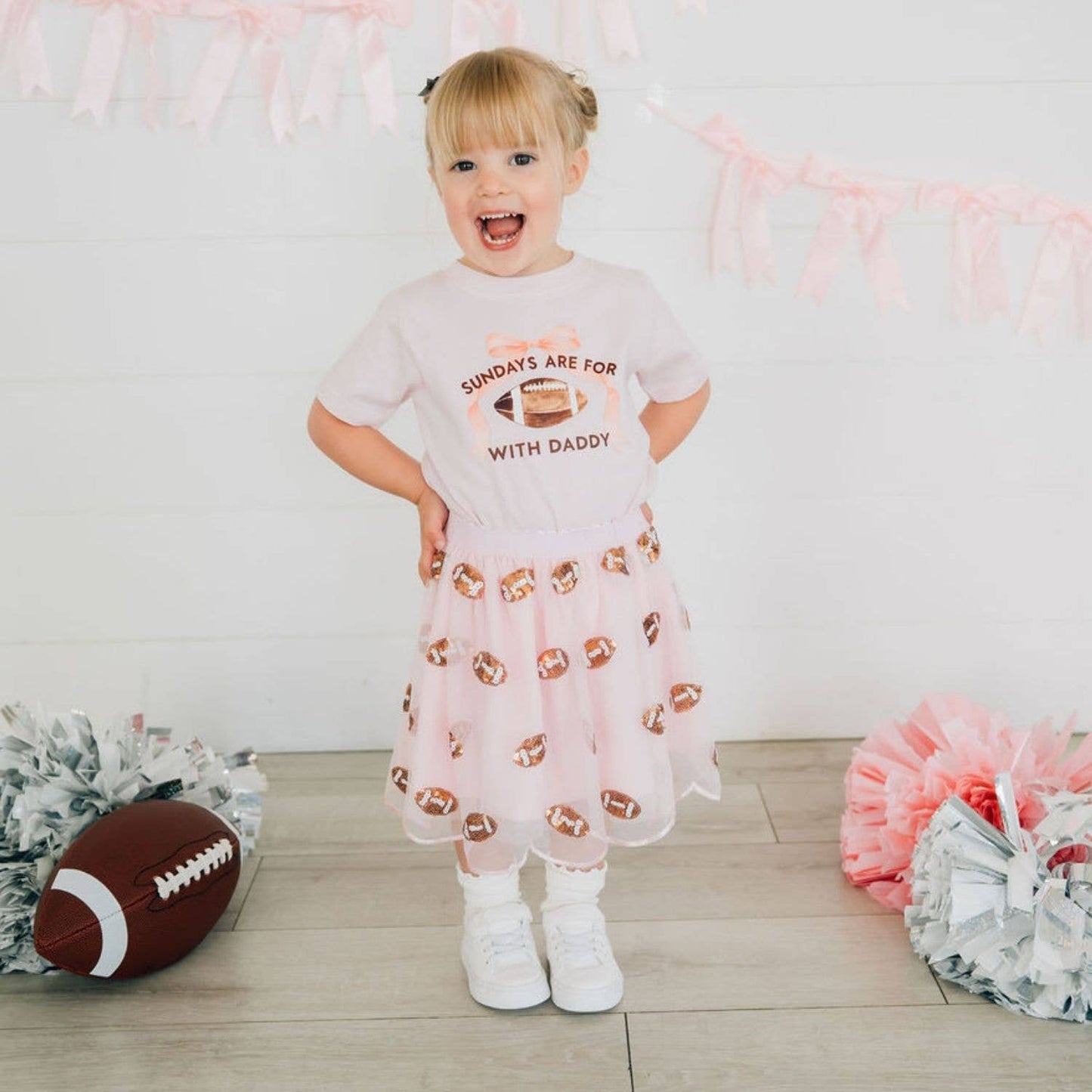 Sweet Wink - Game Day Glitter Bow Clip Set - Football - Kids Hair