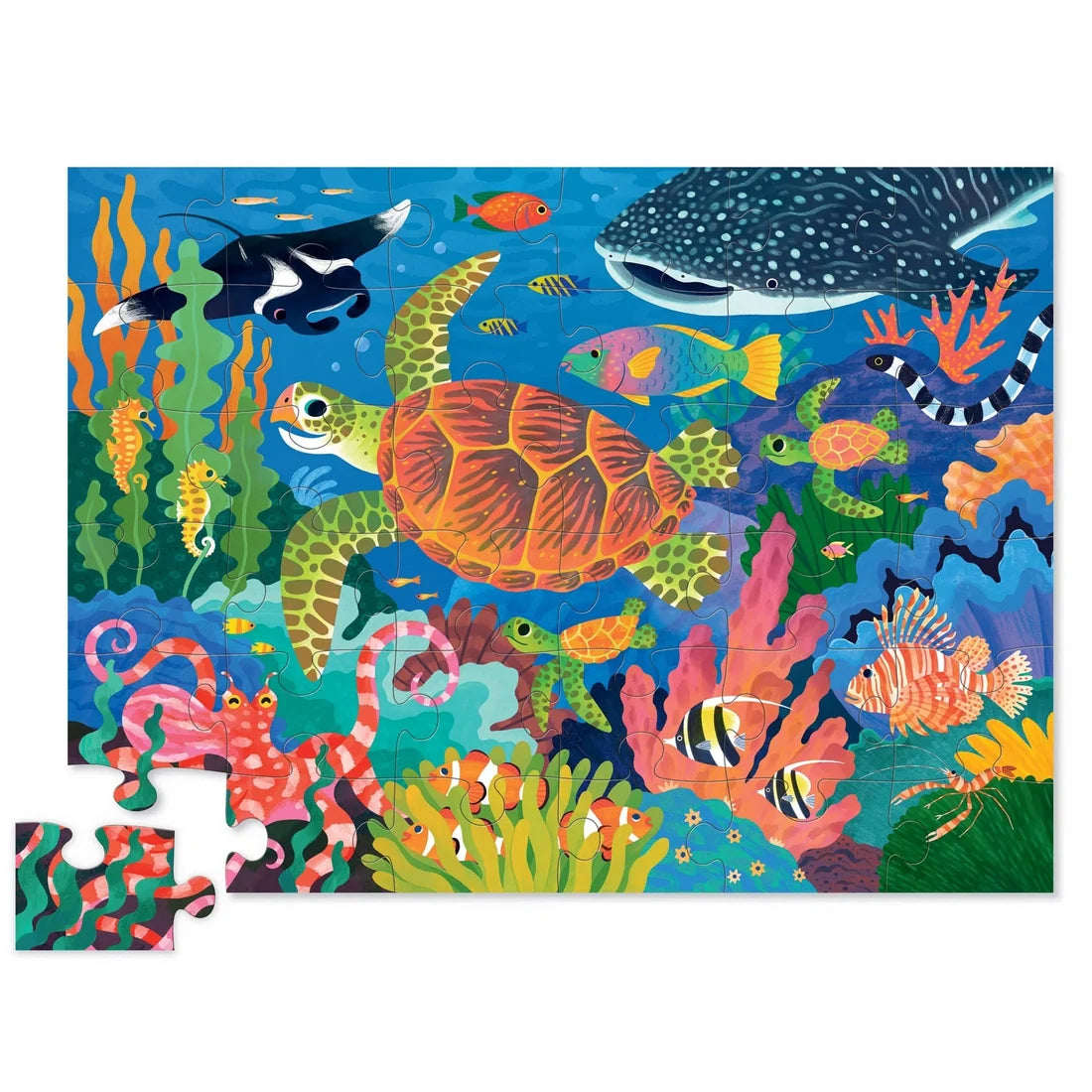 Crocodile Creek - 36pc Foil Shaped Box Puzzle - Sea Turtle