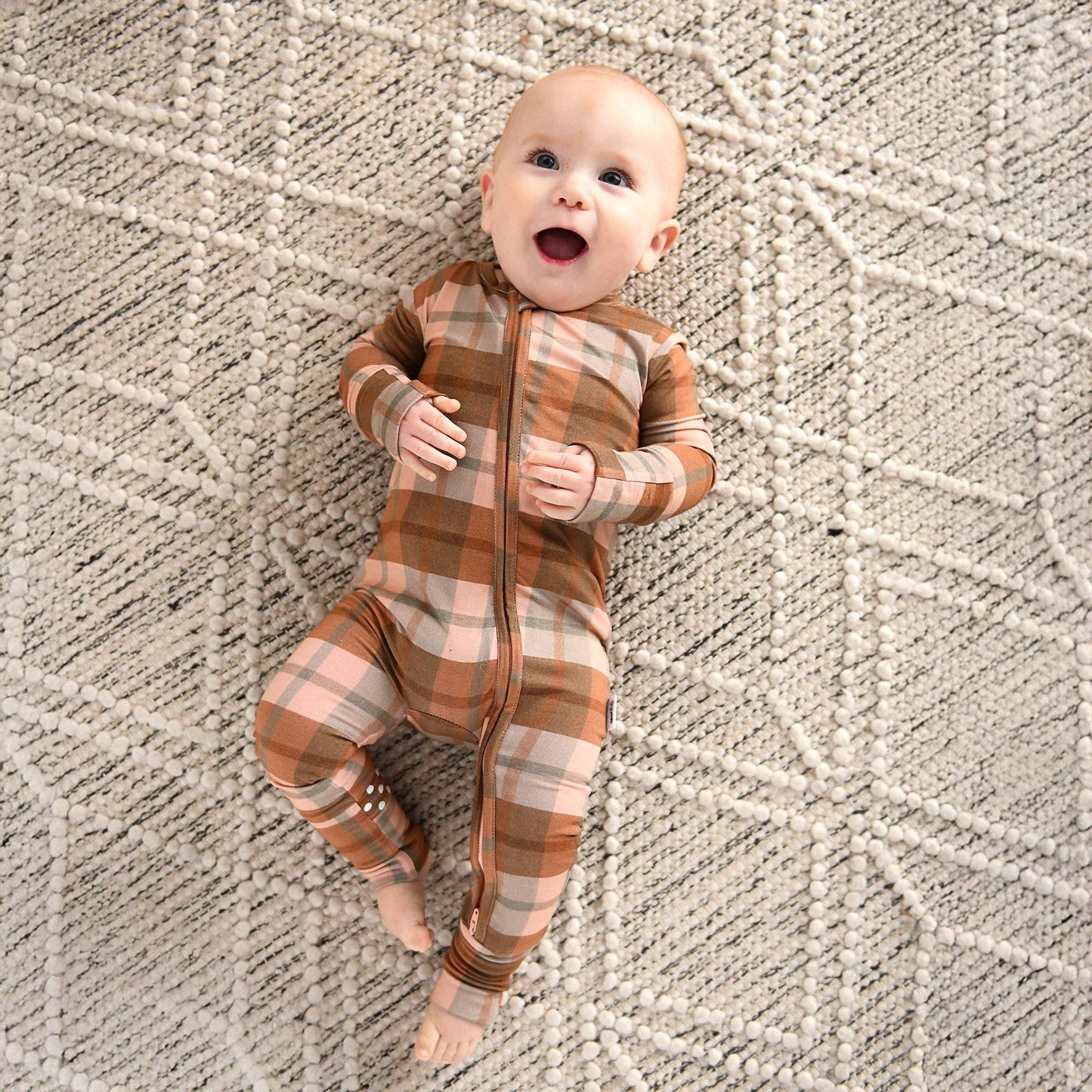 Gigi and Max - Asher Zip Bamboo Plaid Convertible Romper PJ