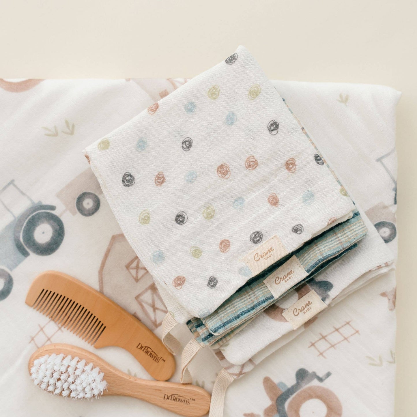Crane Baby - Charlie Farmhouse Tractor HT/Wash Cloth Set