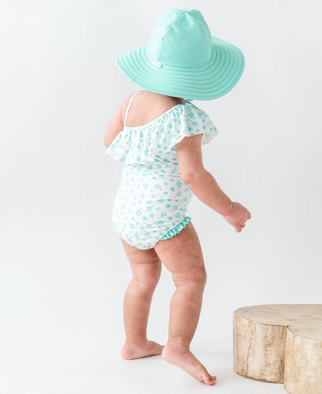 RuffleButts + RuggedButts - Girls Vintage Aqua Swim Hat: Blue