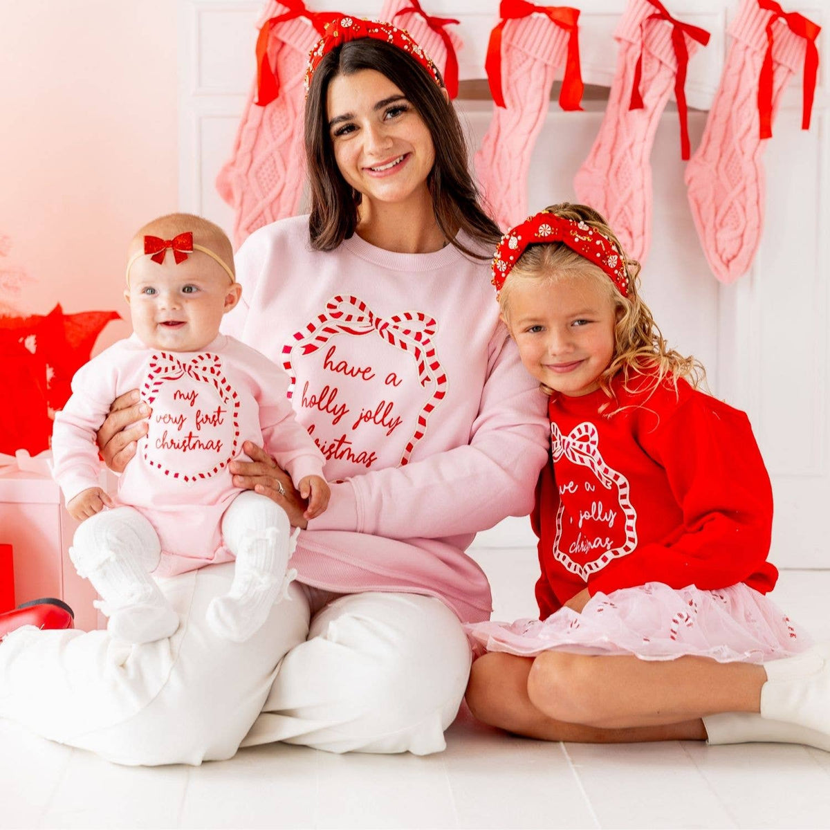 Sweet Wink - My First Christmas Sequin Bow Patch Long Sleeve Romper