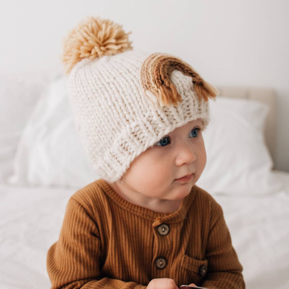 Huggalugs - Gold Rainbow Knit Beanie Hat
