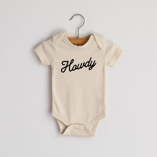 Gladfolk - Cream Howdy Modern Organic Baby Bodysuit Short Sleeve