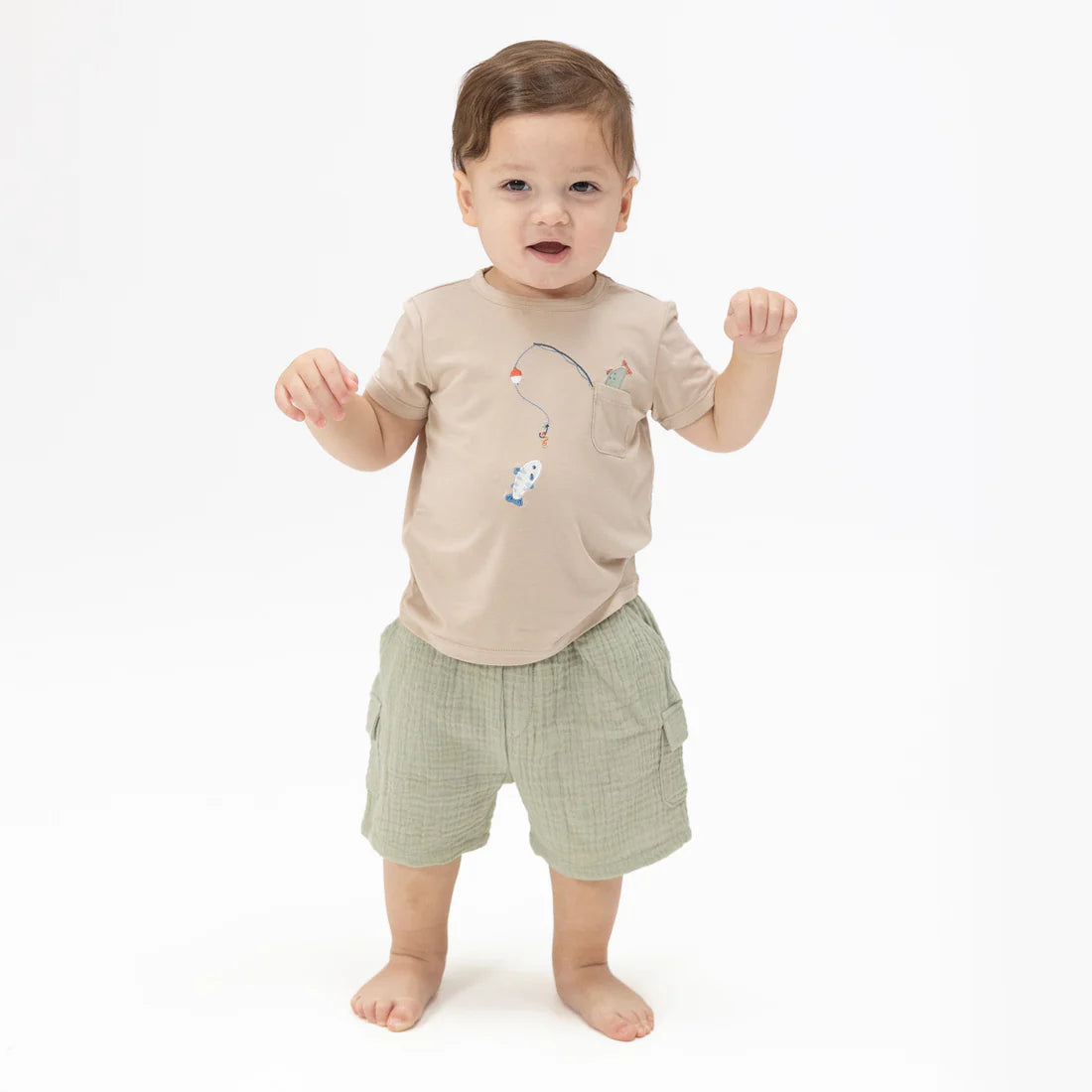 Angel Dear - Gone Fishing Crew Neck Tee with Cargo Short