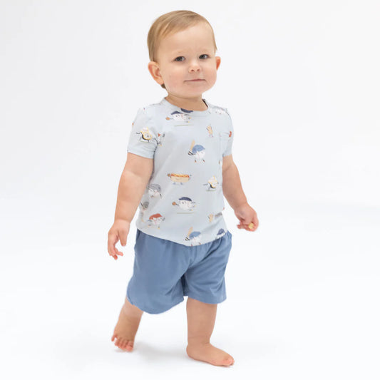 Angel Dear - Baseballs Playing Baseball Crew Neck Tee w/ Casual Shorts