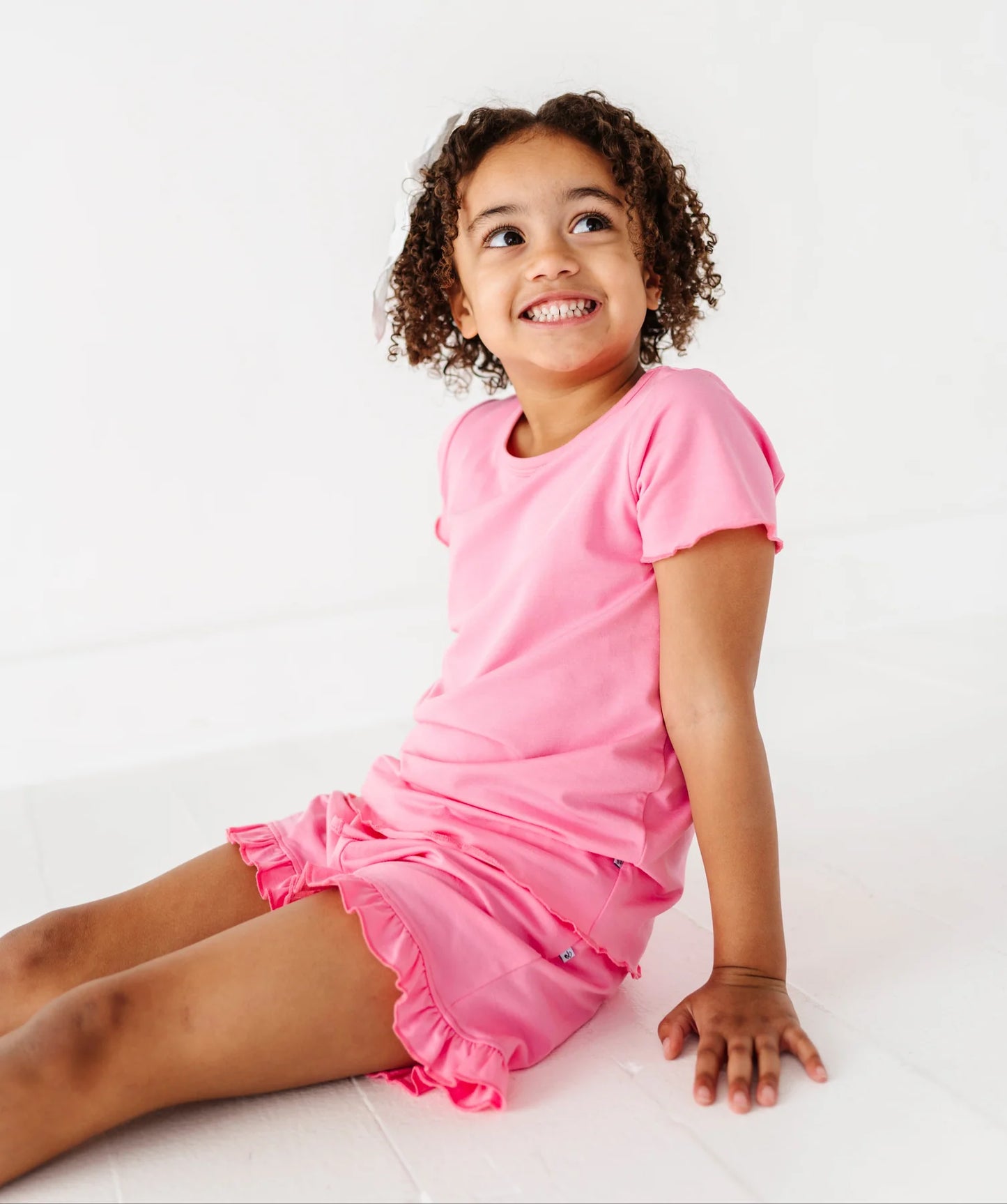 Birdie Bean - Petal Pink Lettuce Hem Top