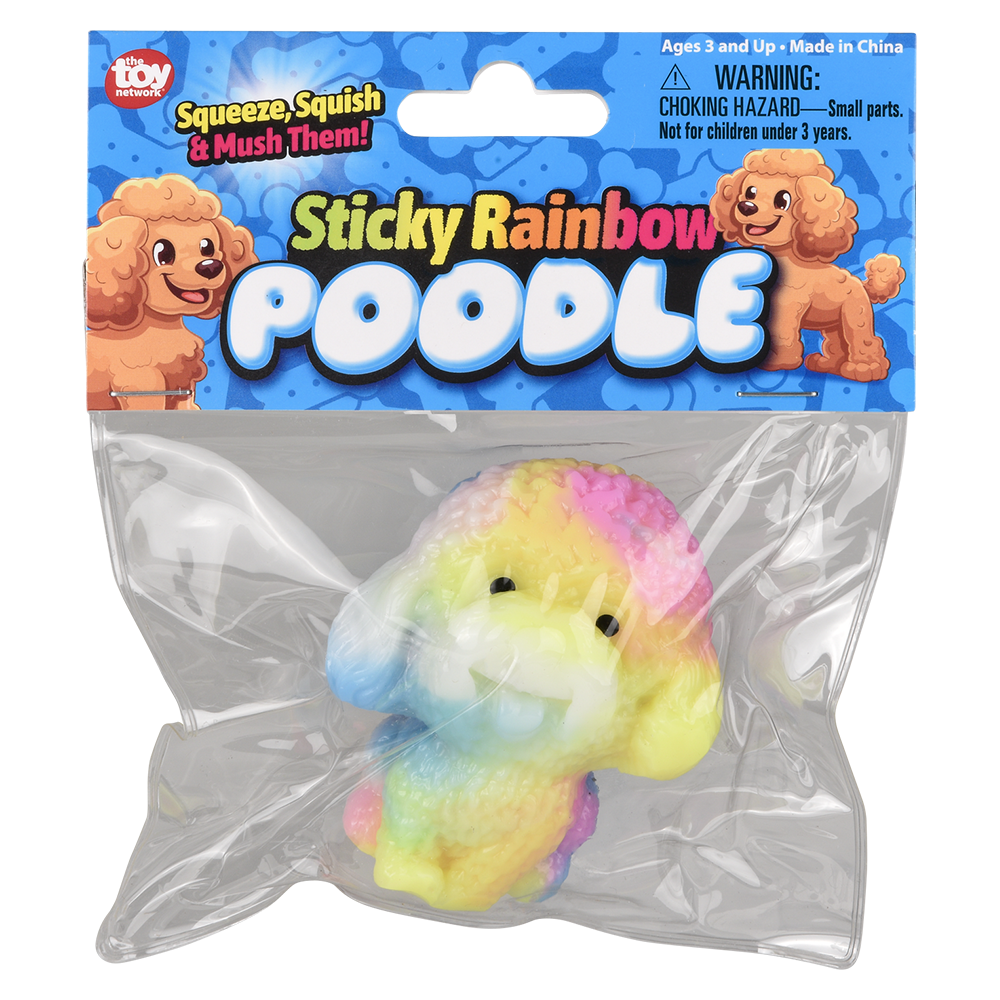 The Toy Network - (T) 2.75" STICKY RAINBOW POODLE
