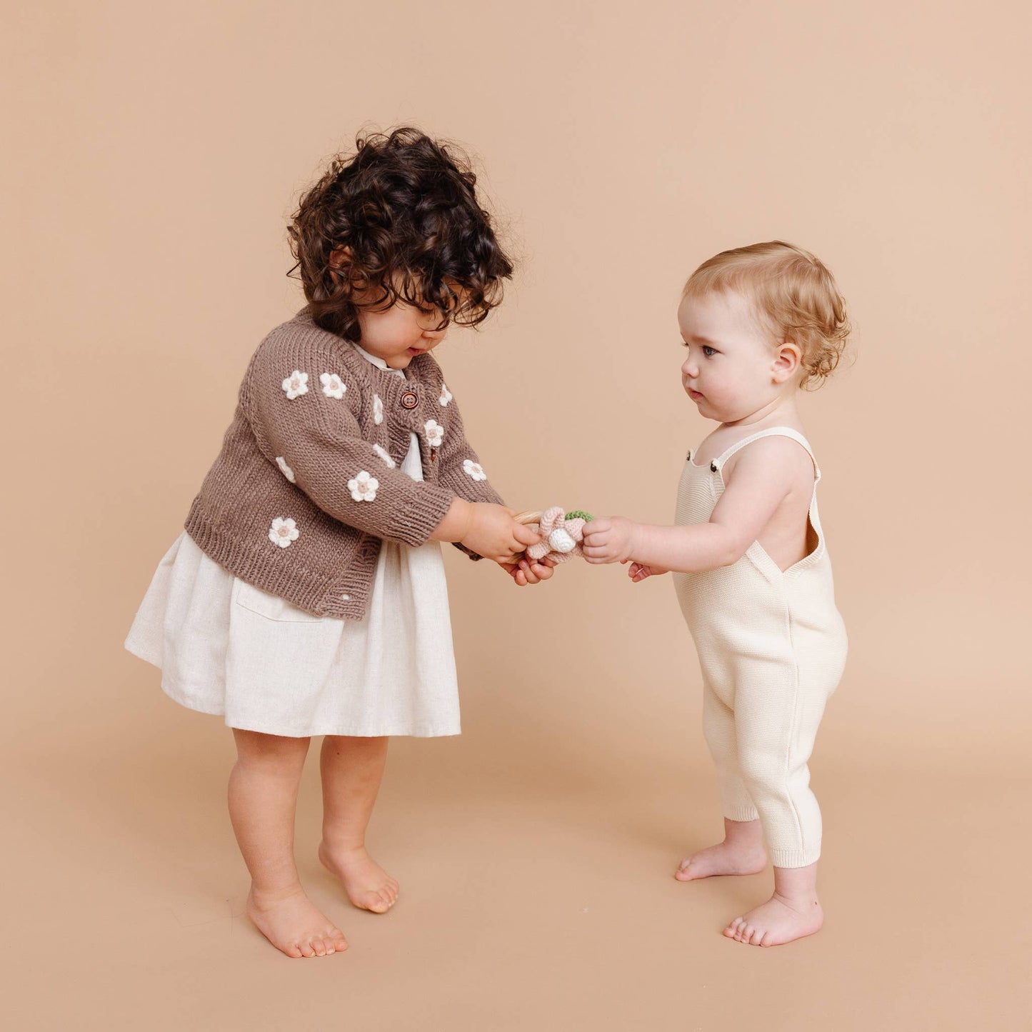 The Blueberry Hill - Flower Cardigan, Tan | Kids and Baby Apparel Sweater