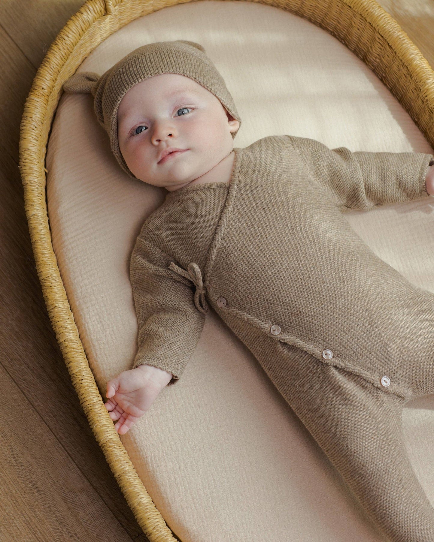 Quincy Mae - Baby Bear Beanie Hat || Heathered Mocha