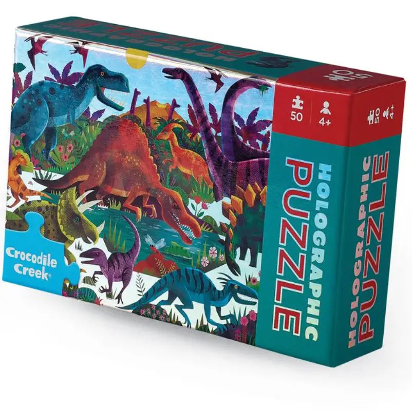 Crocodile Creek - 50 pc Boxed Mini Holographic Puzzle - Dinosaurs