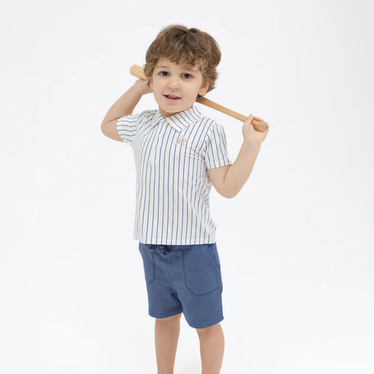 Angel Dear - Baseball Stripe Polo with Everyday Short