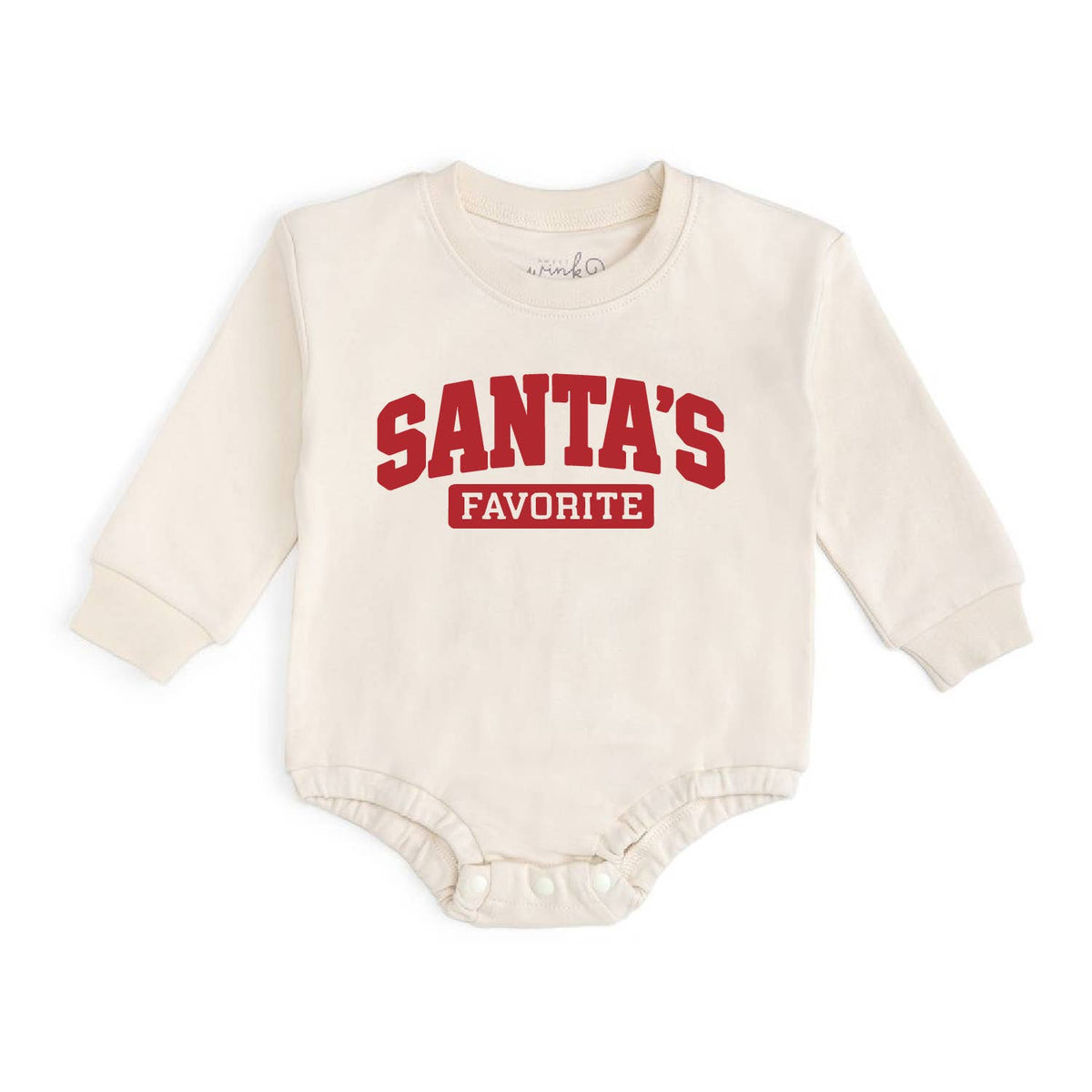 Sweet Wink - Santa's Favorite Puff Ink Christmas Long Sleeve Romper