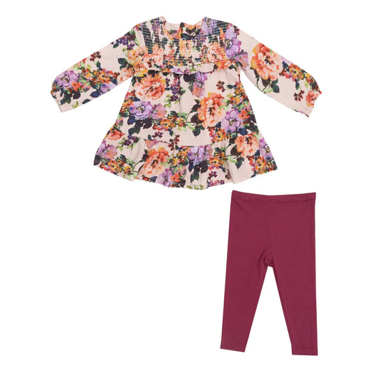 Angel Dear - Autumn Rose - Smocked Ruffle Dress and Leggings Set