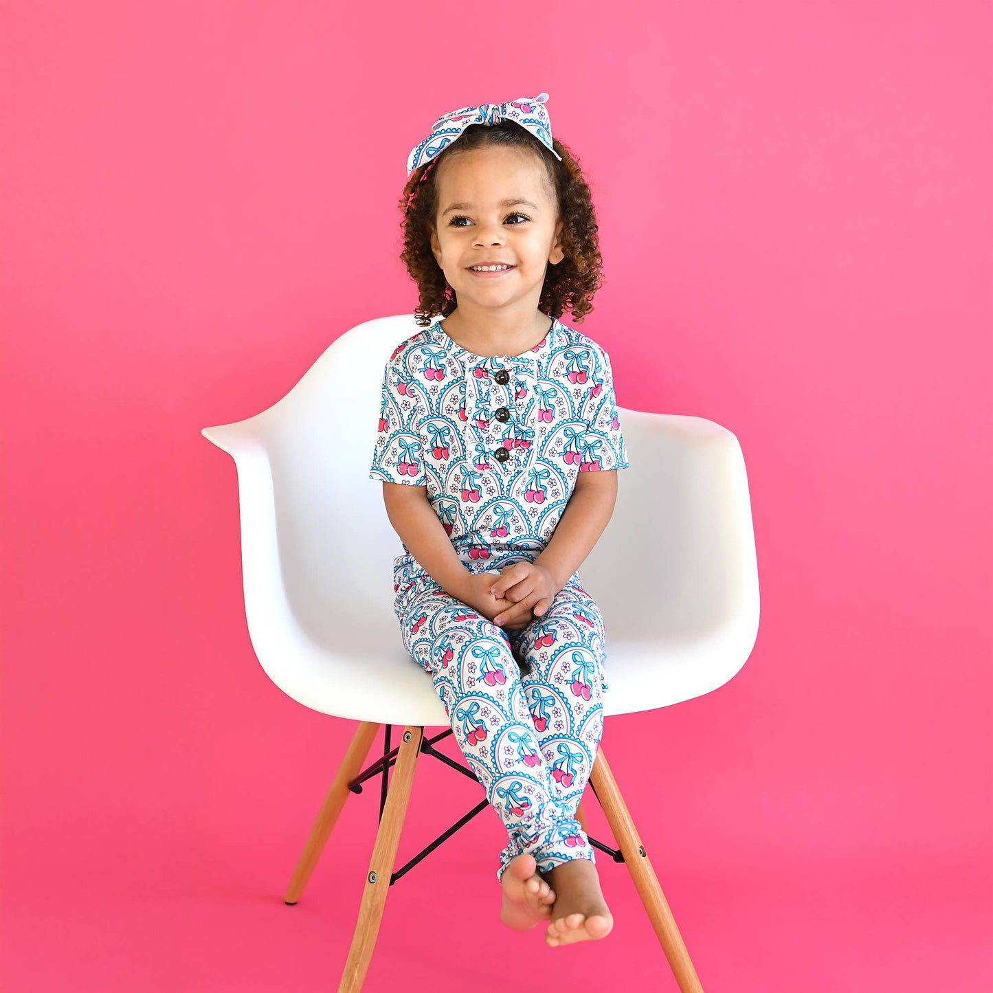 Gigi and Max - Cherry Ruffle Two Piece Bamboo Cherry Lounge Set