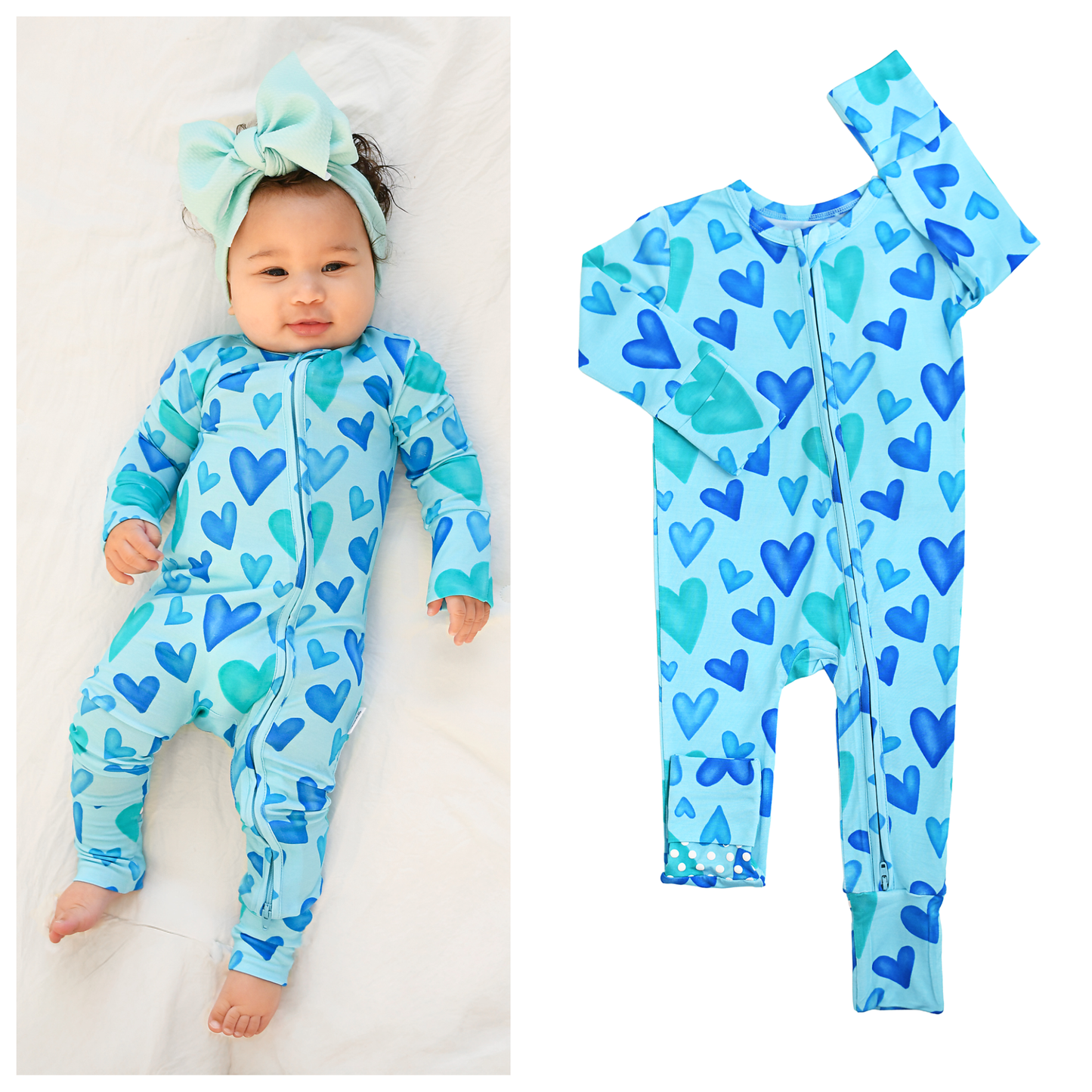 Gigi and Max - Cruz Zip Valentines Day Bamboo One Piece Two Way Zipper Baby