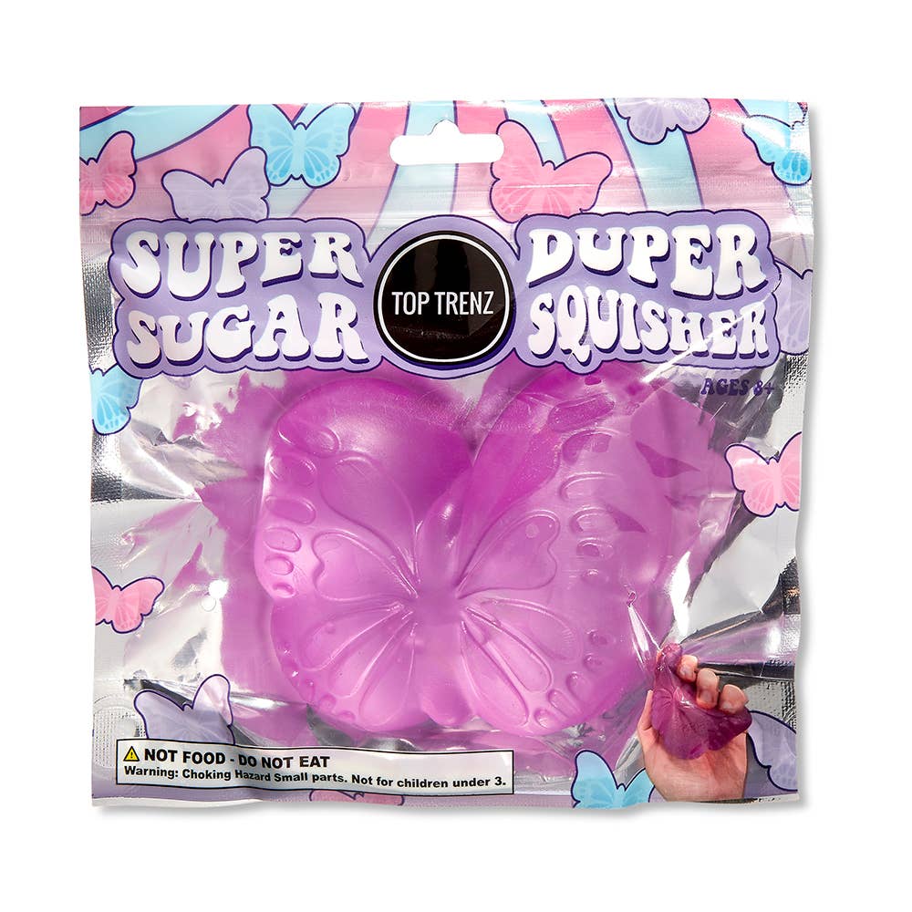 Top Trenz Inc - Super Duper Sugar Squisher Toy- Butterfly | Squish | Fidget (limit 1)