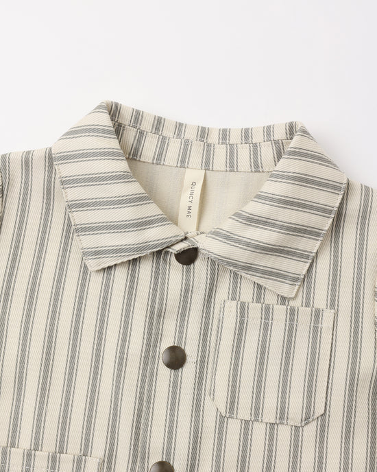 Quincy Mae - Utility Jacket || Laurel Pinstripe