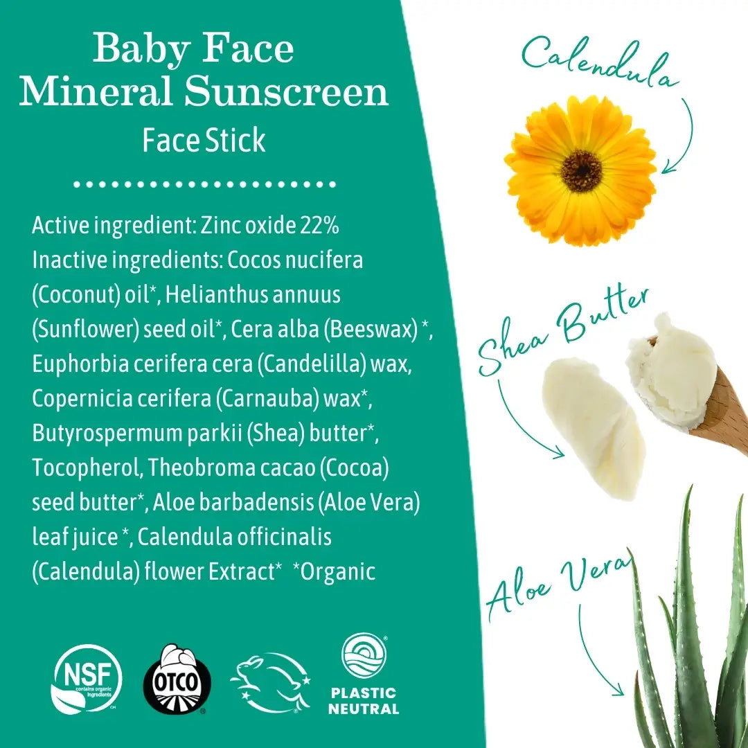 Earth Mama Organics - Baby Face Mineral Sunscreen Face Stick - SPF 40